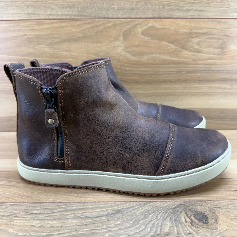 LL BEAN Mountainside Ankle Boots Womens 9 M Brown Leather Zip Casual Outdoor